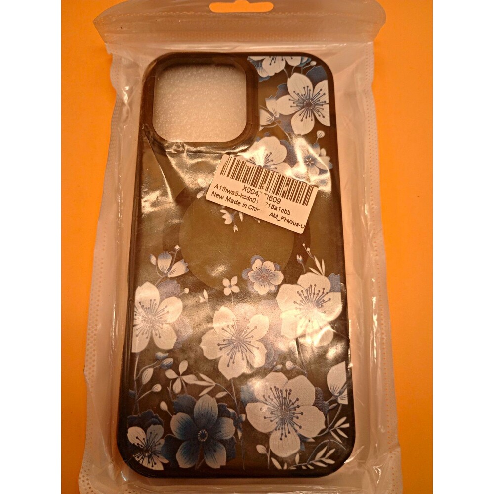 Floral Patterned Hard Back Case Cover, Black Blue White Phone Case